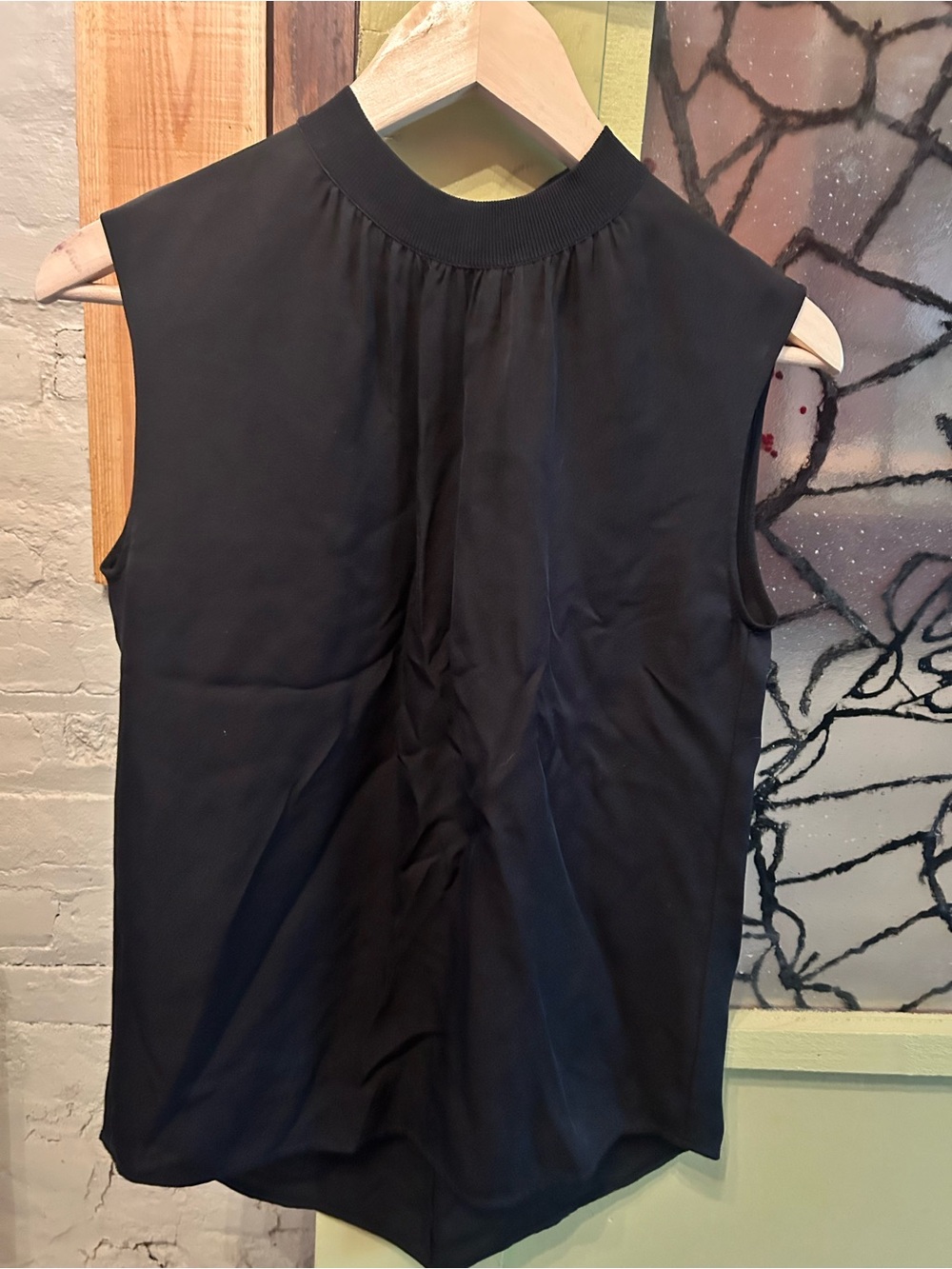 Vince Silk Sleeveless Mock Neck Tank